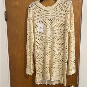 Chic Cream Crochet Swim Coverup